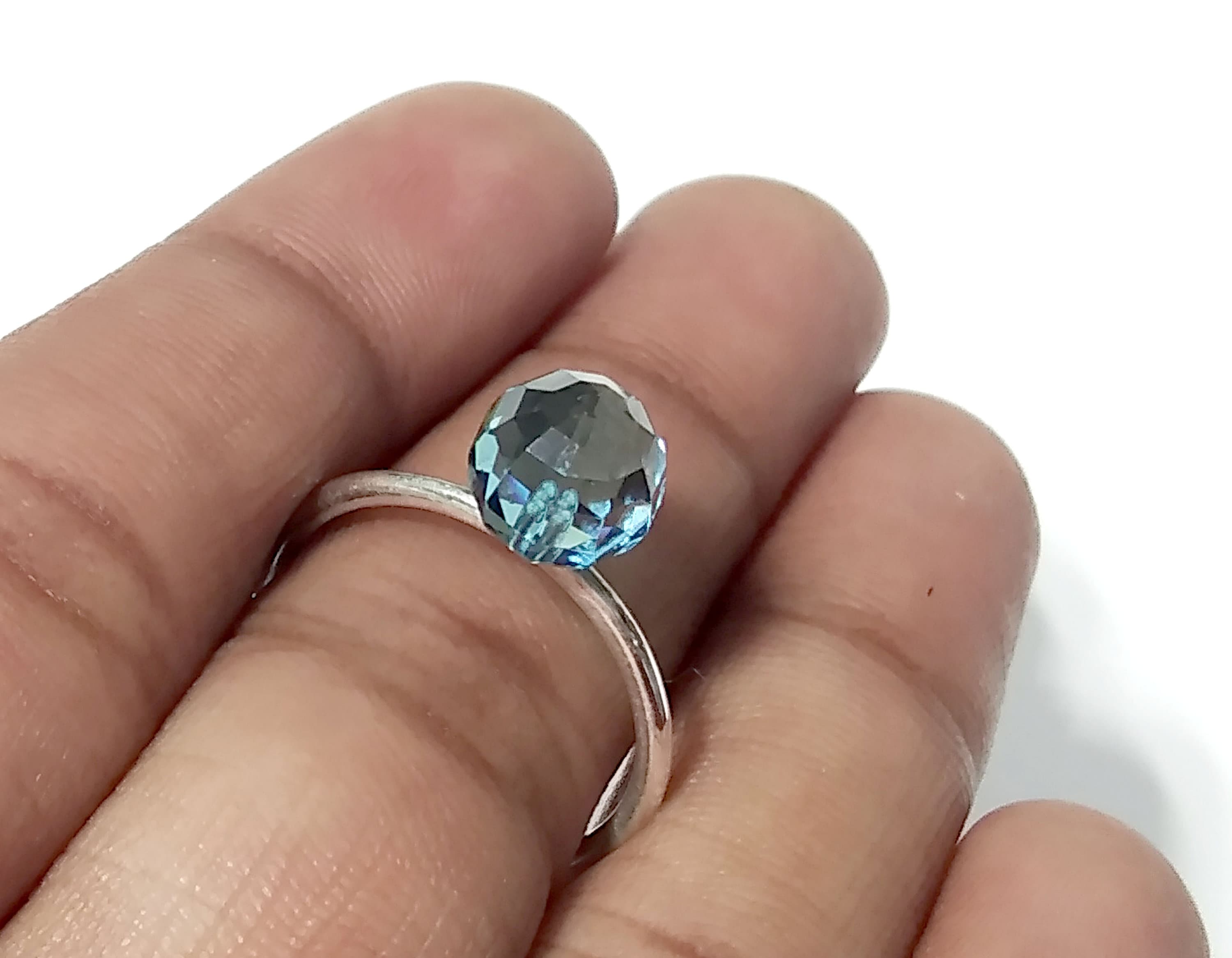 Natural Blue Topaz Faceted Ring, Gemstone Drop Shape Ring, 925 Solid Sterling Silver Jewelry, Handmade Ring, For Girls & Women Rings